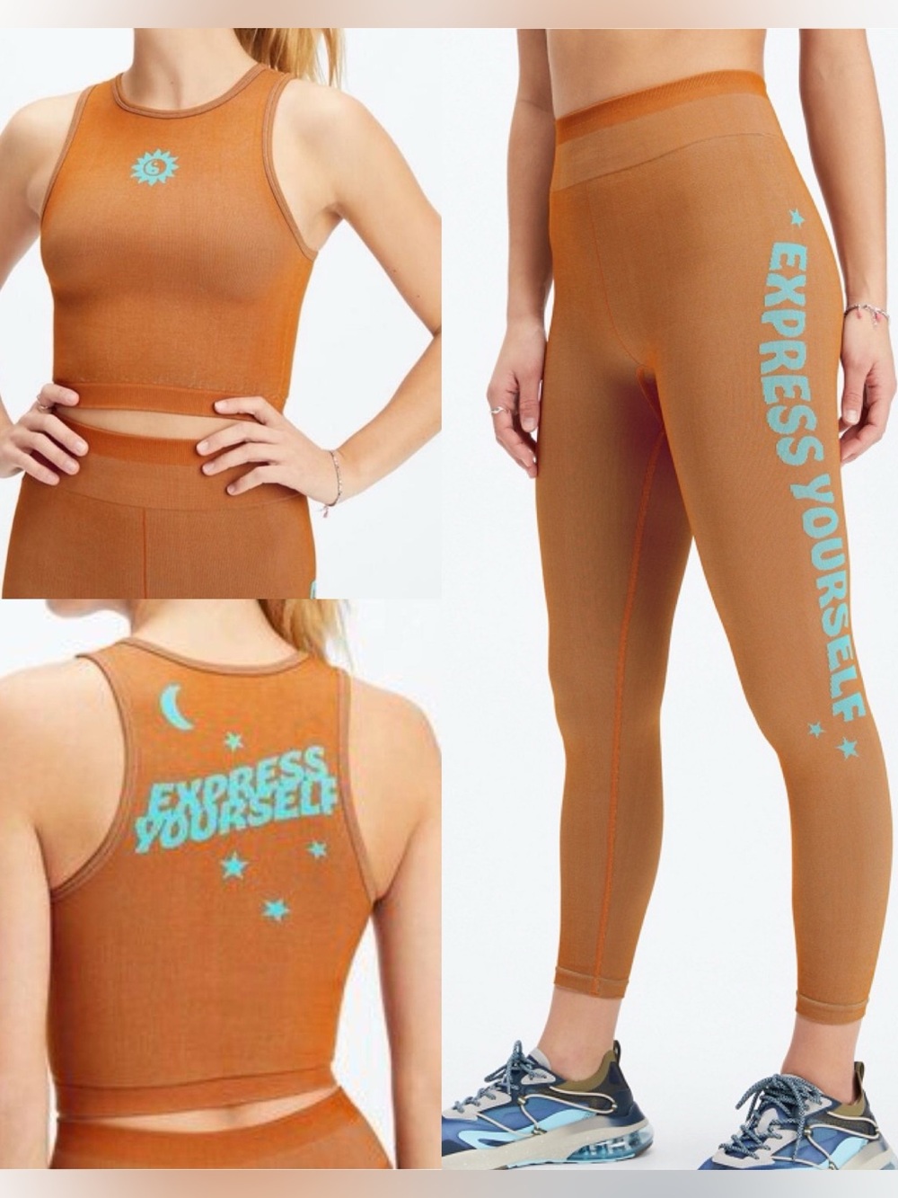 Fabletics Reese Seamless Express Yourself Tank AND legging matching set XS